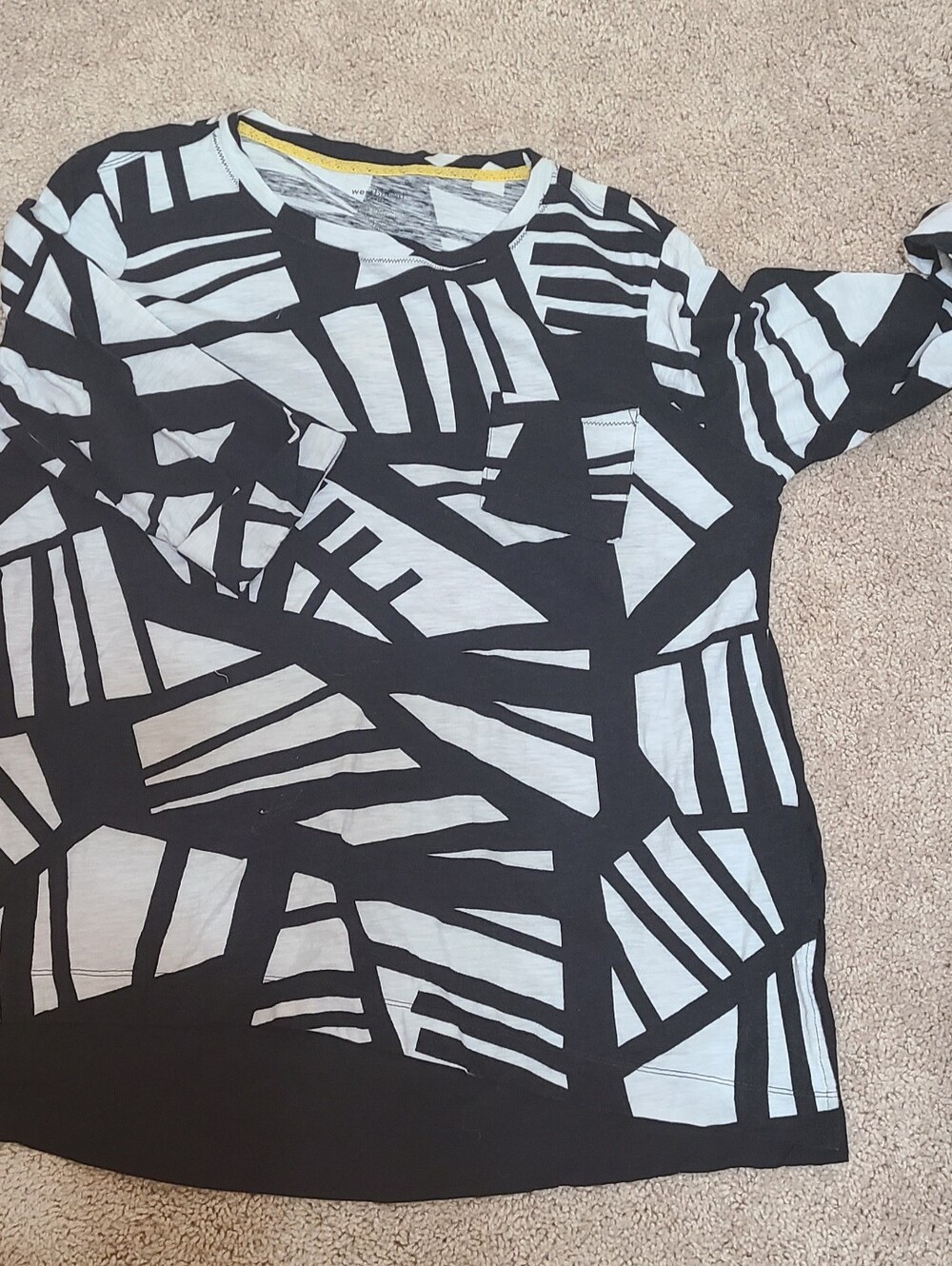 Westbound Black and White Graphic Long Sleeve Top/Tunic